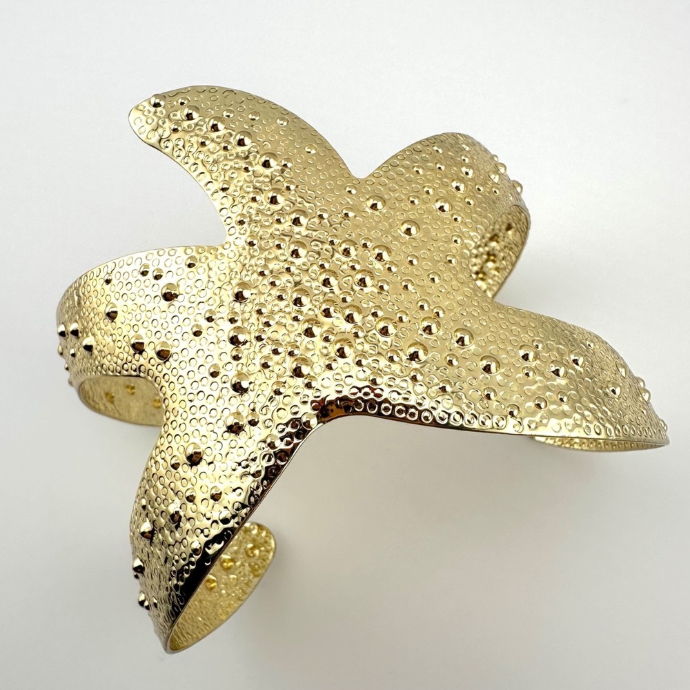 Starfish Textured Cuff‎ Bracelet Gold Tone NEW
